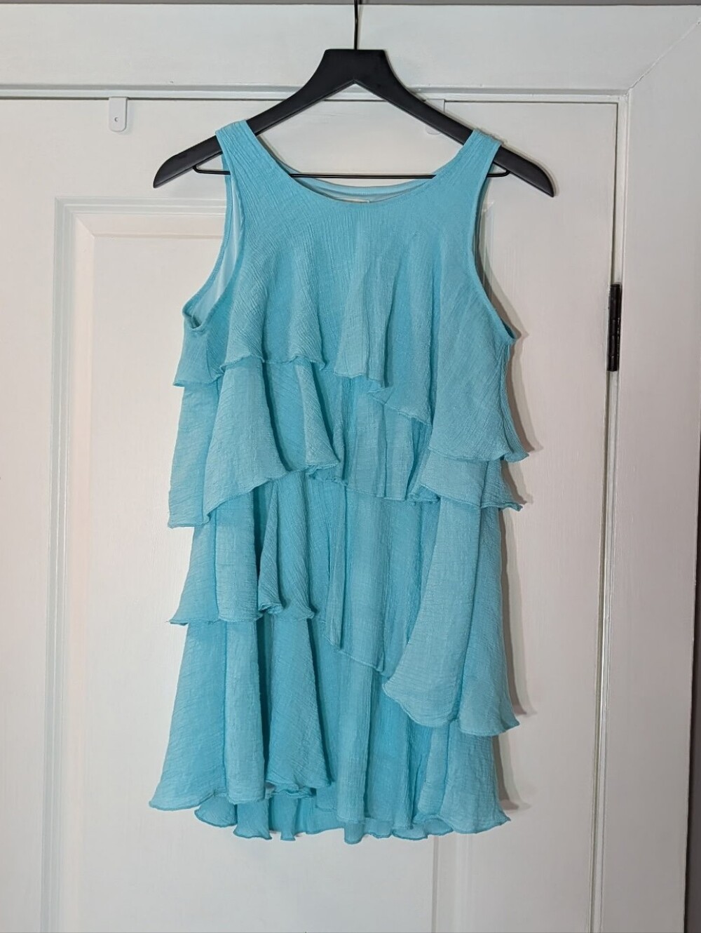 indigo soul Light Blue Tiered Ruffle Mini Dress